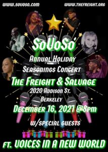 SoVoSo and Voices in a New World ** Holiday Show @ the Freight - Dec 16 - 8pm @ Freight & Salvage